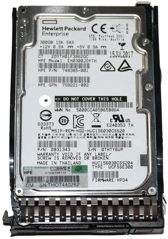 Main image of (NOT FOR HOME PC!) HP HGST HUC156030CSS204 EH0300JDYTH 300GB SAS 12G 15K 2.5" HDD SC 748385-001