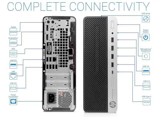 Alt view image 7 of 7 - HP G4 SFF SIX Core i5-8500 16GB 1TB SSD WIN 11 Pro Dual 24-in monitors BT/WiFi