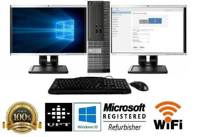 Main image of Dell Desktop PC Computer I5 4TH Gen 3.6 8GB DUAL 22" LCD Monitor Windows 10 Pro