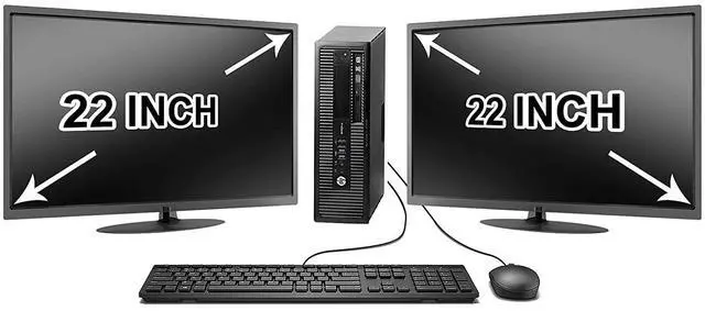 Main image of hp Desktop PC Computer Core I5 8GB RAM DUAL 22" LCDs WiFi Windows 10