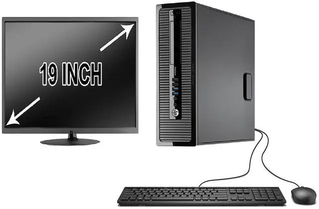 Main image of HP Desktop with 19" LCD Windows 10 Intel Dual Core 250GB Wi-Fi 8GB Desktop