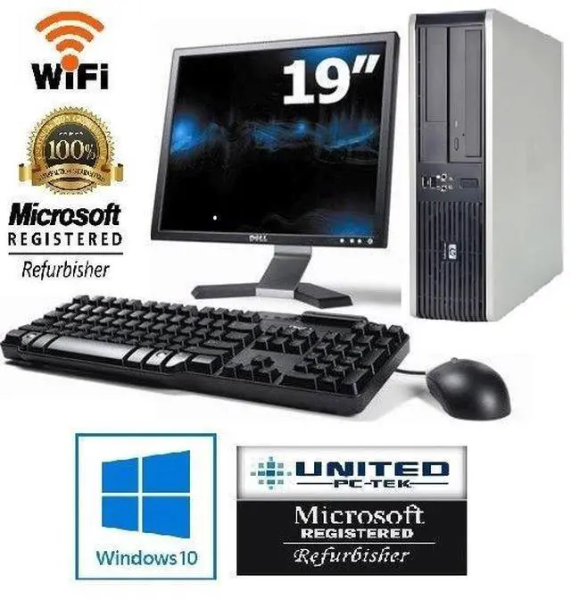 Main image of HP OR DELL Desktop PC 8GB SSD 19" LCD Monitor WiFi Windows 10 Warranty