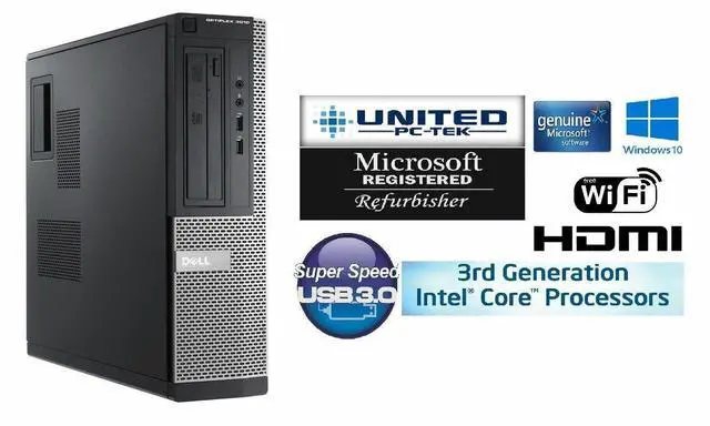 Alt view image 3 of 5 - Dell OptiPlex Windows 7 Pro Core i3 PC Desktop 8GB - 500GB Warranty Wi-Fi HDMI