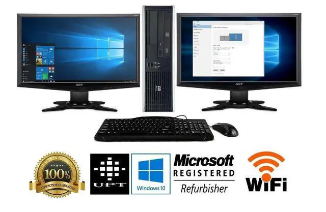 Alt view image 2 of 7 - hp or Dell Desktop PC Computer Core I3 4GB RAM DUAL 22" LCDs WiFi Windows 10