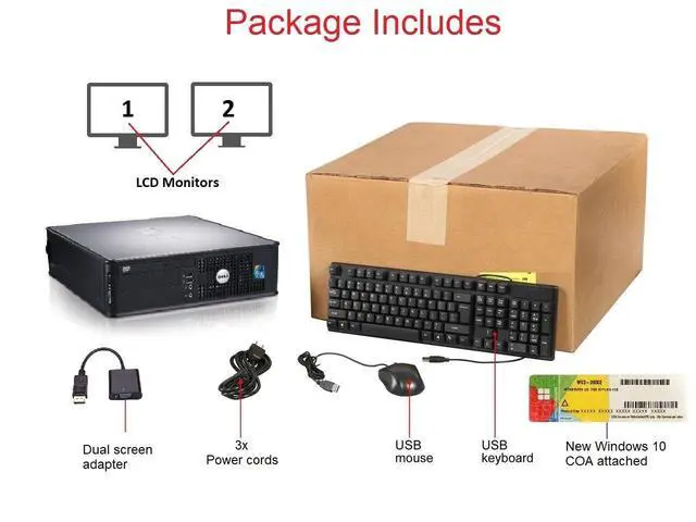 Alt view image 3 of 6 - hp or Dell Desktop PC Computer Dual Core 4GB RAM DUAL 19" LCDs WiFi Win 10 PRO