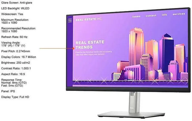 Alt view image 6 of 7 - Dell 24 Monitor - P2422H - Full HD 1080p, IPS Technology, ComfortView Plus Techn
