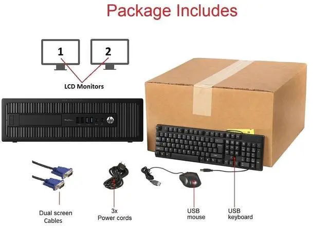 Main image of HP Desktop PC Computer Quad Core I5-6500 500GB 8GB DUAL 22" LCD Windows 10 Pro