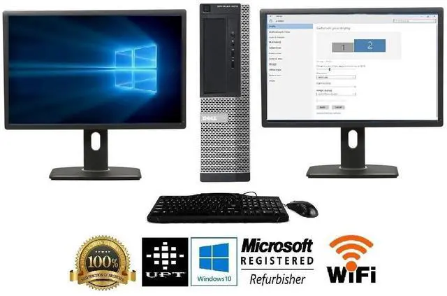 Main image of hp or Dell Desktop PC Computer Core I3 4GB RAM DUAL 22" LCDs WiFi Windows 10