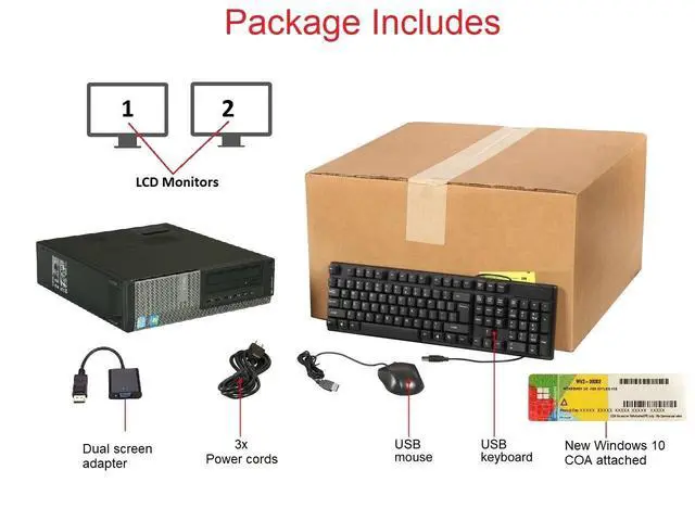 Alt view image 3 of 7 - hp or Dell Desktop PC Computer Core I3 4GB RAM DUAL 22" LCDs WiFi Windows 10