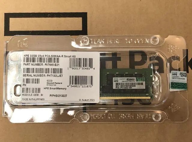Main image of (NOT FOR HOME PC!) HPE 32GB 2Rx4 DDR4 PC4-3200AA-R Reg Dual Rank ECC Smart Server Memory Ram Kit