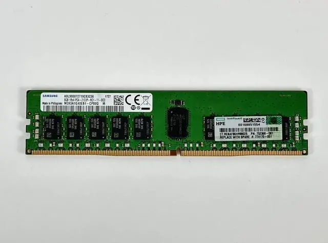 Main image of (NOT FOR HOME PC!) HPE HP 1x 8GB 1Rx4 PC4-2133P-R Reg RDIMM ECC DDR4 Server RAM Memory 752368-081