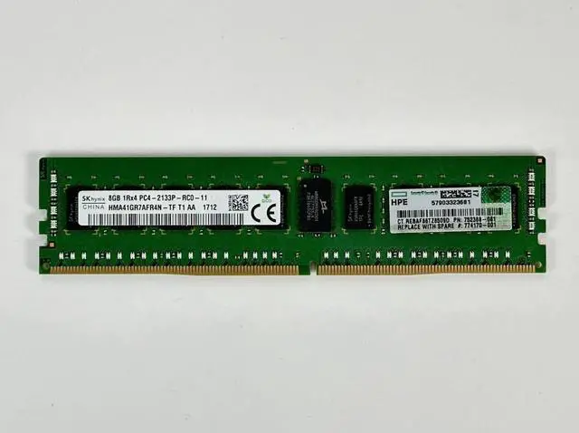 Alt view image 2 of 6 - (NOT FOR HOME PC!) HPE HP 1x 8GB 1Rx4 PC4-2133P-R Reg RDIMM ECC DDR4 Server RAM Memory 752368-081