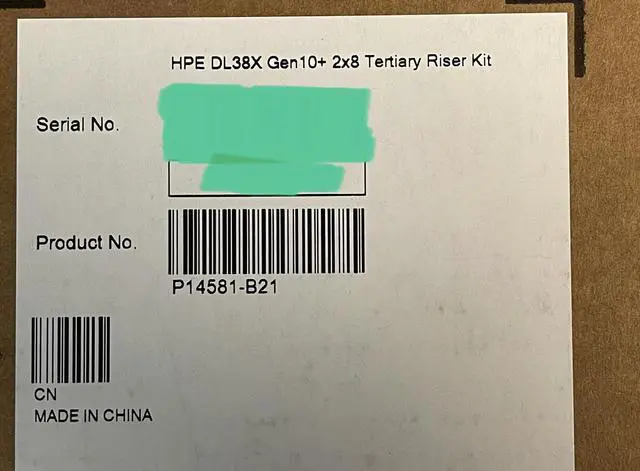 Main image of HPE P14581-B21 DL38X Gen10+ Plus and V2 x8/x8 PCI-e 4.0 Tertiary Riser Kit GPU