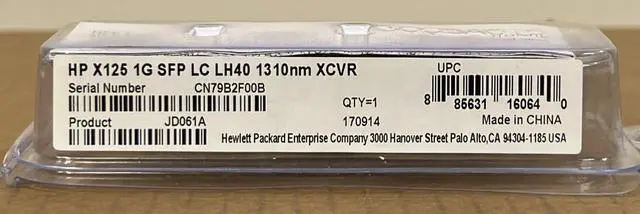 Main image of Genuine HP HPE X125 JD061A SFP LC LH40 1310nm XCVR 1250Mbps 40KM 1GE SMF 40Km LR