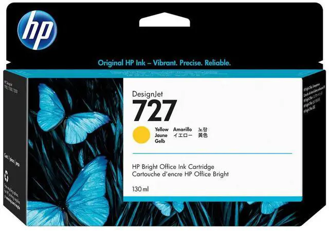 Main image of HP 727 130-ml Yellow DesignJet Ink Cartridge, B3P21A