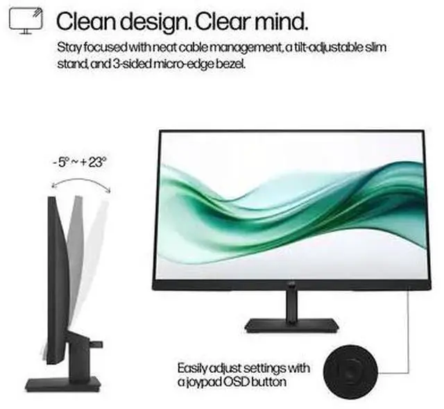 Alt view image 6 of 6 - HP Series 3 Pro 23.8 inch FHD Monitor - 324pv 23.8" FHD (1920 x 1080) 50-60 Hz