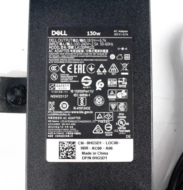Alt view image 3 of 3 - Lot of 10 Genuine OEM Dell 130W Adapter 19.5V 6.7A Laptop Charger 0HG5D1 (AMX)