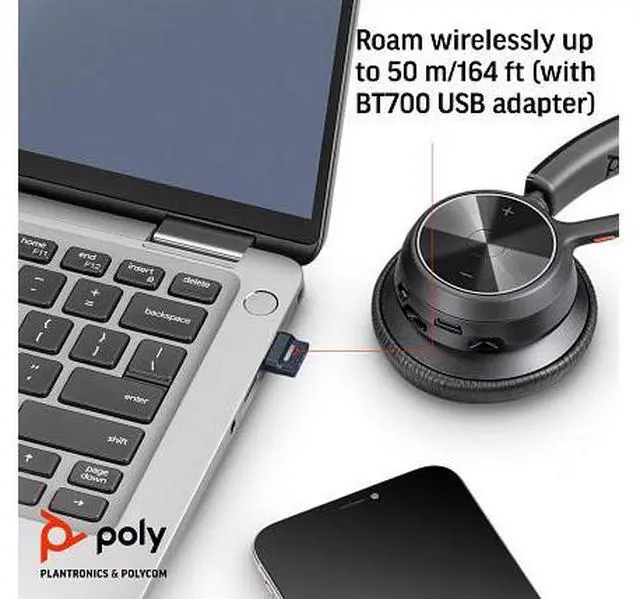 Alt view image 4 of 7 - Poly Voyager 4320 USB-C Headset +BT700 dongle