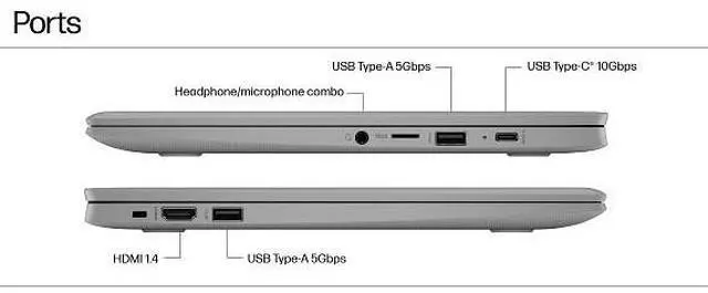 Alt view image 4 of 7 - HP Chromebook Laptop Computer 14" HD Intel Celeron 4 GB memory;64 GB eMMC
