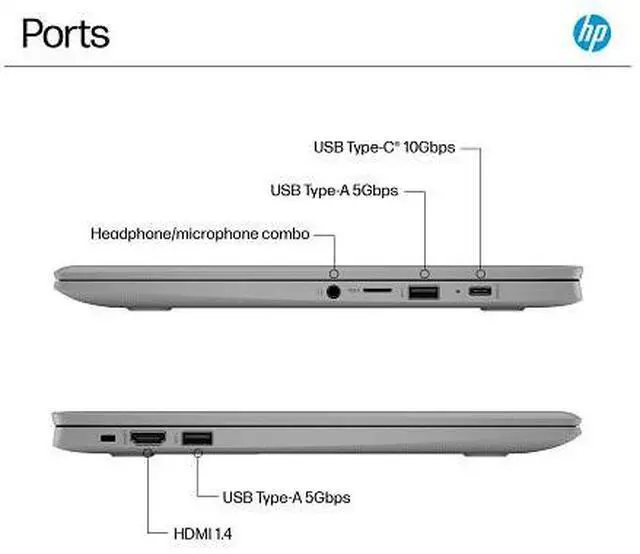 Alt view image 5 of 7 - HP Chromebook Laptop Computer 14" HD Intel Celeron 4 GB memory;64 GB eMMC