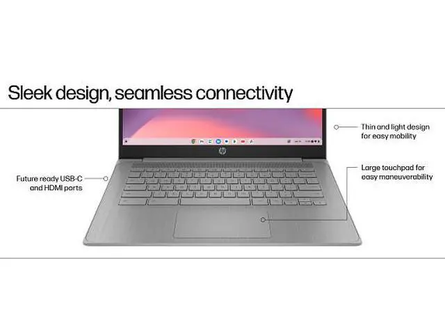 Alt view image 6 of 7 - HP Chromebook Laptop Computer 14" HD Intel Celeron 4 GB memory;64 GB eMMC