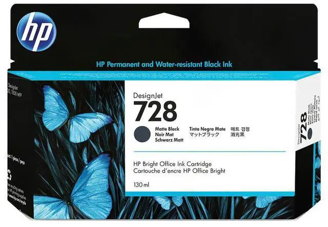 Main image of HP 728 130-ml Matte Black DesignJet Ink Cartridge, 3WX25A