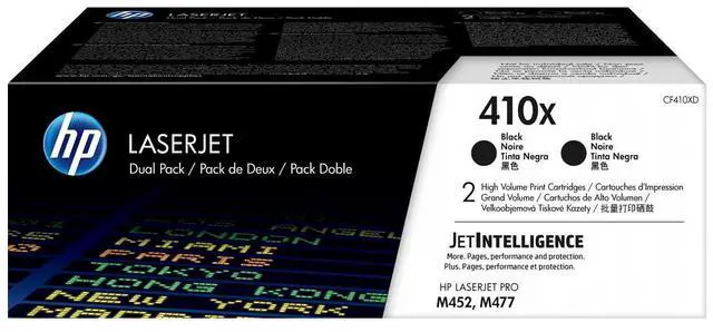 Main image of HP 410X 2-pack High Yield Black Original LaserJet Toner Cartridges, Per