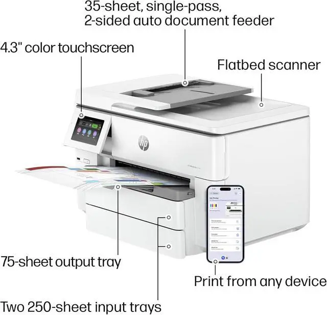 Alt view image 4 of 7 - HP OfficeJet Pro 9730e Wide-format Printer with 3 Months of Instant Ink for