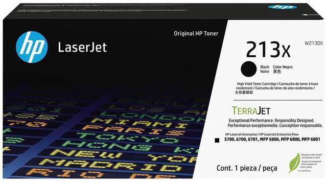 Main image of HP 213X High Yield Black Original LaserJet Toner Cartridge, ~9,000 pages, W2130X