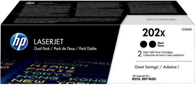 Main image of HP 202X 2-pack High Yield Black Original LaserJet Toner Cartridges, Per