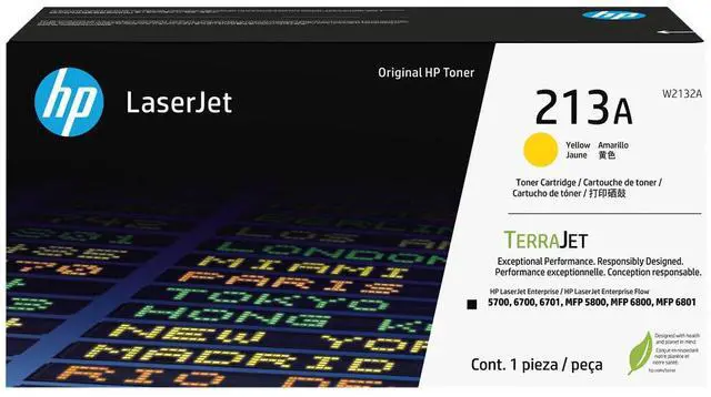 Main image of HP 213A Yellow Original LaserJet Toner Cartridge, ~3,000 pages, W2132A