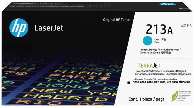 Main image of HP 213A Cyan Original LaserJet Toner Cartridge, ~3,000 pages, W2131A