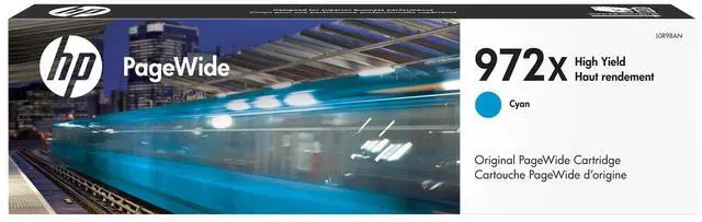 Main image of HP 972X High Yield Cyan Original PageWide Cartridge, ~7,000 pages, L0R98AN
