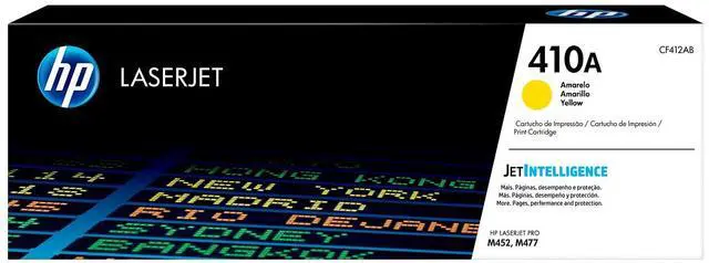 Main image of HP 410A Yellow Original LaserJet Toner Cartridge, ~2,300 pages, CF412A