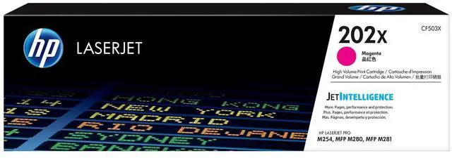 Main image of HP 202X High Yield Magenta Original LaserJet Toner Cartridge, ~2,500 pages,