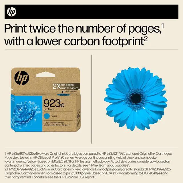 Alt view image 6 of 7 - HP 923e EvoMore Cyan Original Ink Cartridge, 800 pages, 4K0T4LN