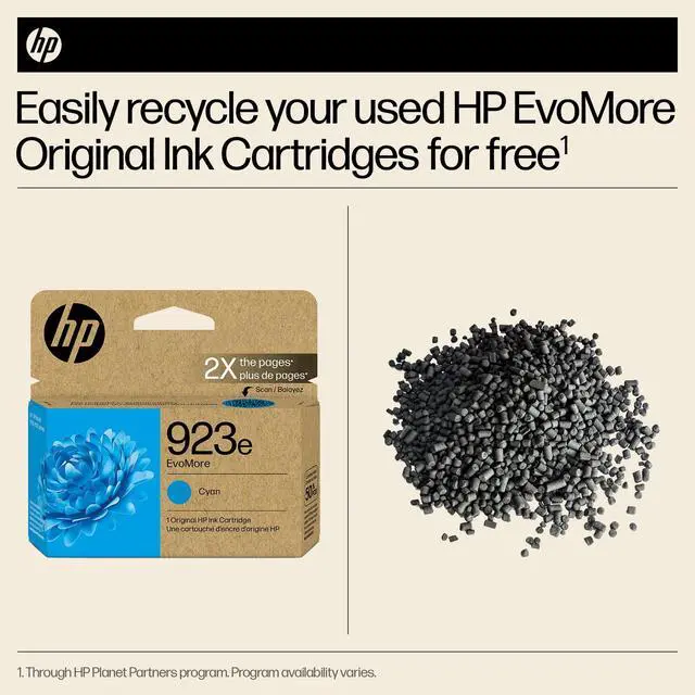 Alt view image 7 of 7 - HP 923e EvoMore Cyan Original Ink Cartridge, 800 pages, 4K0T4LN