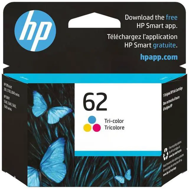 Main image of HP 62 Tri-color Original Ink Cartridge, ~165 pages, C2P06AN#140