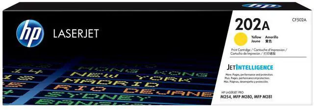Main image of HP 202A Yellow Original LaserJet Toner Cartridge, ~1,300 pages, CF502A