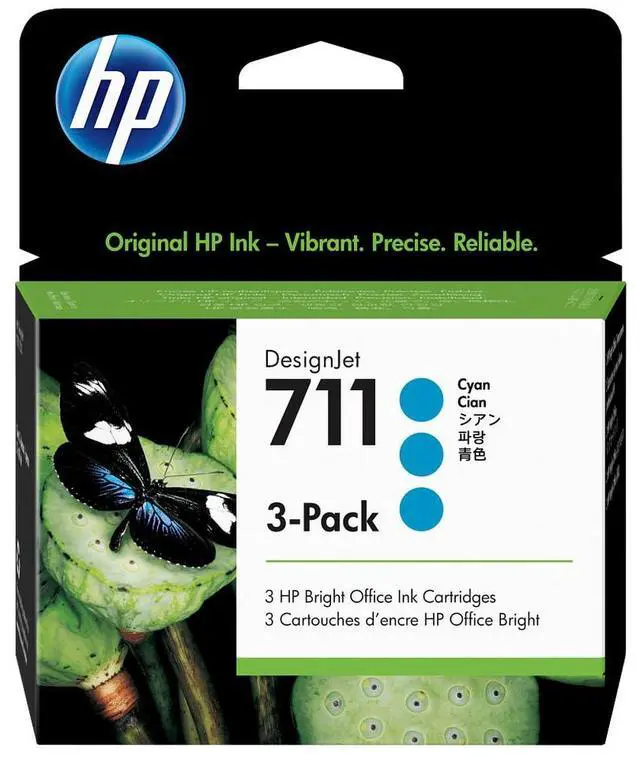 Main image of HP 711 3-pack 29-ml Cyan DesignJet Ink Cartridges, CZ134A