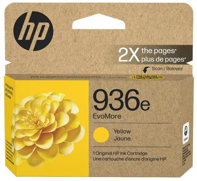 Main image of HP 936e EvoMore Yellow Original Ink Cartridge, ~1,650 pages, 4S6V5LN