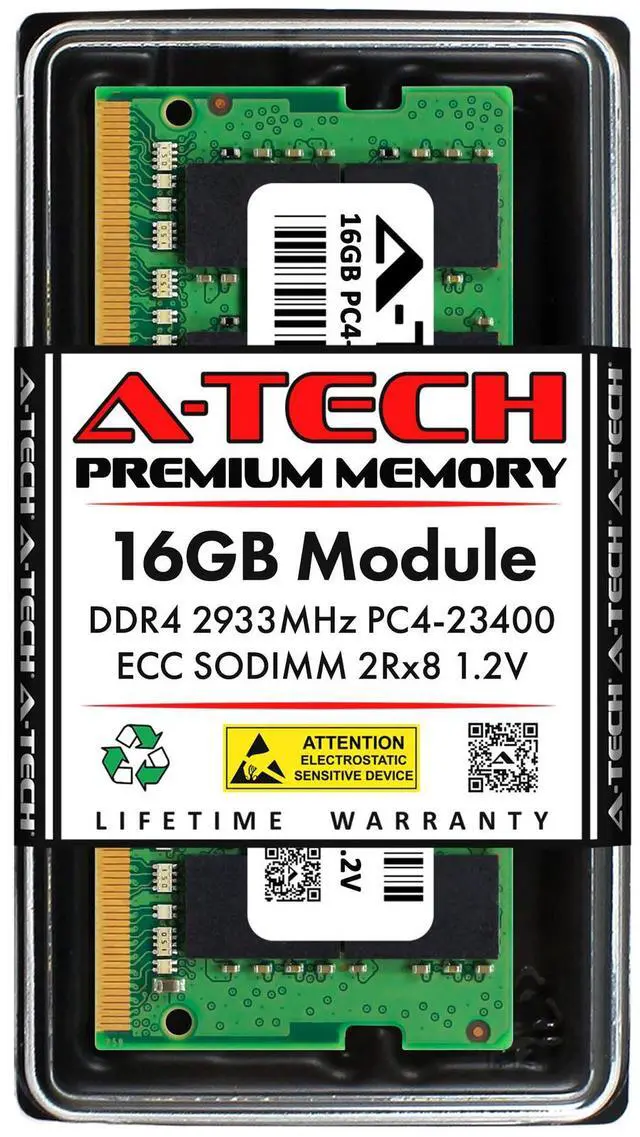 Main image of (NOT FOR HOME PC!) A-Tech 16GB 2Rx8 PC4-23400 DDR4 2933 MHz ECC SODIMM MicroServer NAS Memory RAM