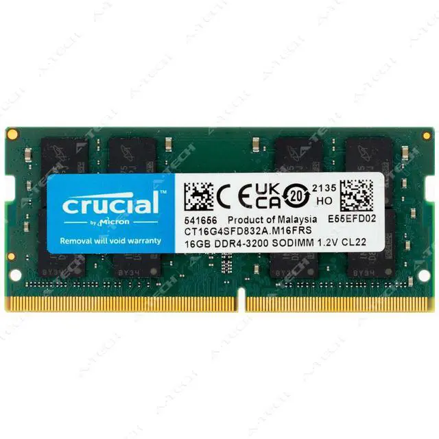 Main image of Crucial 16GB DDR4 3200 MHz PC4-25600 SODIMM Laptop Memory RAM 1x (CT16G4SFD832A)