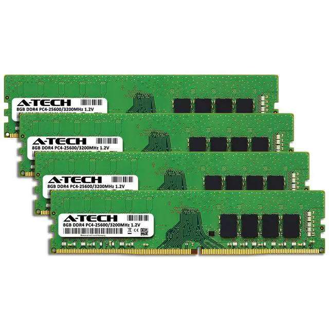 Alt view image 2 of 7 - A-Tech 32GB 4x 8GB PC4-25600 Desktop DIMM DDR4 3200MHz Non-ECC Memory RAM 8G 32G