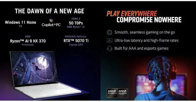 Alt view image 3 of 5 - ASUS ROG Zephyrus 14" OLED AMD Ryzen AI 9 HX 370 32GB 1TB SSD GF RTX 5070Ti W11P