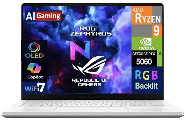 Main image of ASUS ROG Zephyrus AI Gaming 14.0" AMD Core Ryzen 9 270 16GB 1TB SSD W11P Laptop