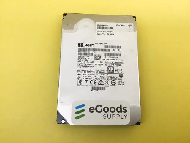 Main image of (NOT FOR HOME PC!) NetApp 10TB 7.2K SAS 12Gb/s 3.5" HDD No Tray X380A
