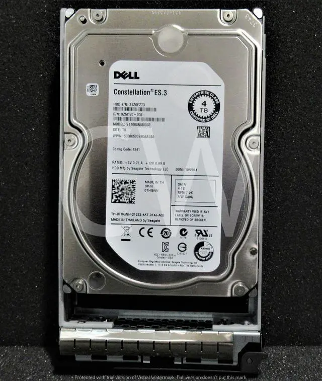 Alt view image 3 of 4 - 0THGNN THGNN Dell ST4000NM0033 4TB 7200RPM 6Gbps 3.5" SATA SERVER HDD Hard Drive
