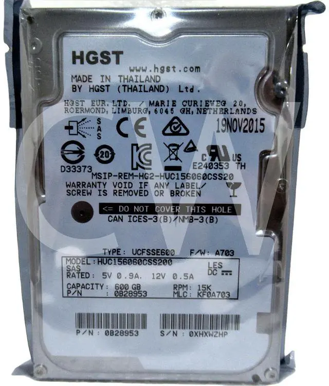 Main image of (NOT FOR HOME PC!) 0B28953 Hitachi 600GB 15K RPM 12Gbps 2.5" SAS HDD Hard Drive HUC156060CSS200
