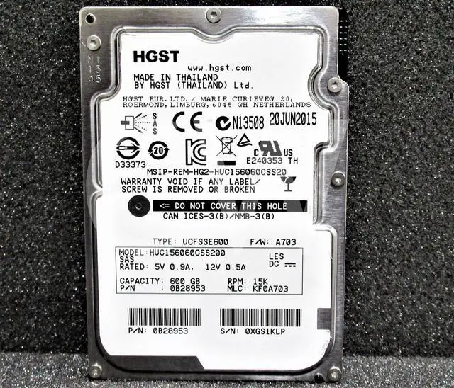 Alt view image 3 of 4 - (NOT FOR HOME PC!) 0B28953 Hitachi 600GB 15K RPM 12Gbps 2.5" SAS HDD Hard Drive HUC156060CSS200